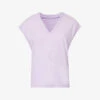FRAME Le Mid Rise V-neck Organic Cotton Top -Ted Baker Store R04146437 LILAC M