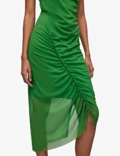 AllSaints Ulla Cowl-neck Draped Recycled Polyester-blend Midi Dress -Ted Baker Store R04146518 STRONGGREEN ALT04