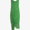 AllSaints Ulla Cowl-neck Draped Recycled Polyester-blend Midi Dress -Ted Baker Store R04146518 STRONGGREEN M