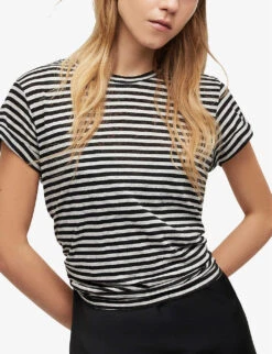 AllSaints Anna Striped Regular-fit Cotton-blend T-shirt -Ted Baker Store R04146611 CHALKINK ALT02