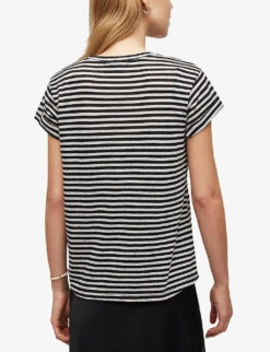 AllSaints Anna Striped Regular-fit Cotton-blend T-shirt -Ted Baker Store R04146611 CHALKINK ALT03