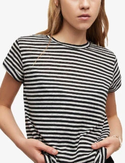 AllSaints Anna Striped Regular-fit Cotton-blend T-shirt -Ted Baker Store R04146611 CHALKINK ALT04