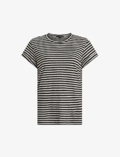 AllSaints Anna Striped Regular-fit Cotton-blend T-shirt