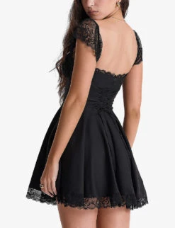 Kaia Square-neck A-line Woven Mini Dress 10 Kaia Square-neck A-line Woven Mini Dress -Ted Baker Store R04146887 BLACK ALT03