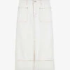 Ted Baker Jomana High-waisted Front-slit Stretch-denim Midi Skirt 2 Ted Baker Jomana High-waisted Front-slit Stretch-denim Midi Skirt -Ted Baker Store R04146901 IVORY M