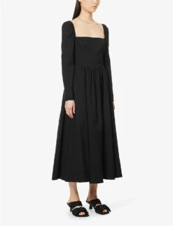 Elly Sweetheart-neck Stretch-organic Cotton Midi Dress -Ted Baker Store R04147065 BLACK ALT02