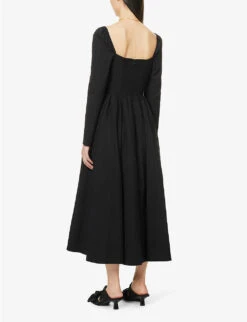 Elly Sweetheart-neck Stretch-organic Cotton Midi Dress -Ted Baker Store R04147065 BLACK ALT03