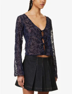 Mel Floral-pattern Woven Blouse -Ted Baker Store R04147071 NAVY ALT02