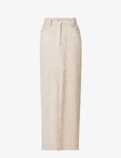 Ladia Split-hem Corduroy Stretch-woven Maxi Skirt