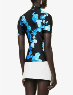 Coperni Floral-print High-neck Stretch-woven Top -Ted Baker Store R04147532 BLUEBLACKBLBLAK ALT03