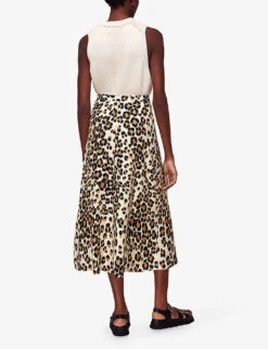 Whistles Leopard-print Button-through Woven Midi Skirt -Ted Baker Store R04147720 MULTICOLOURED ALT02