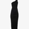 GOOD AMERICAN Ruched One-shoulder Stretch-rayon Maxi Dress -Ted Baker Store R04147933 BLACK001 M