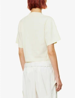 Logo-print Cropped Cotton T-shirt -Ted Baker Store R04149013 BEIGE ALT03