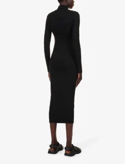 Stamp Logo-print Stretch-cotton Midi Dress -Ted Baker Store R04149021 BLACKWHIT ALT03