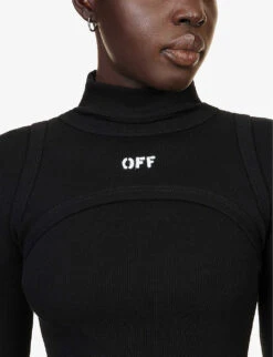 Stamp Logo-print Stretch-cotton Midi Dress -Ted Baker Store R04149021 BLACKWHIT ALT04