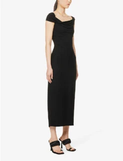 Jamen Cowl-neck Stretch-woven Midi Dress -Ted Baker Store R04149608 BLACK ALT02