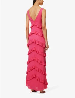 Piper Ruffled Crepe Maxi Dress 10 Piper Ruffled Crepe Maxi Dress -Ted Baker Store R04149650 PINK ALT03