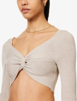 Maisie V-neck Knitted Crop Top -Ted Baker Store R04149661 TAUPE ALT04