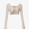Maisie V-neck Knitted Crop Top 2 Maisie V-neck Knitted Crop Top -Ted Baker Store R04149661 TAUPE M