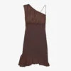 FRAME X Julia Sarr Jamois Asymmetric-neck Silk And Woven Mini Dress 2 FRAME X Julia Sarr Jamois Asymmetric-neck Silk And Woven Mini Dress -Ted Baker Store R04149886 CHOCOLATEBROWN M