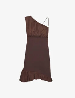 FRAME X Julia Sarr Jamois Asymmetric-neck Silk And Woven Mini Dress