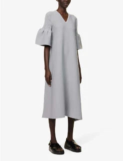 Pottery Textured-knit Recycled-polyester Knitted Midi Dress 10 Pottery Textured-knit Recycled-polyester Knitted Midi Dress -Ted Baker Store R04149916 GRAY ALT02