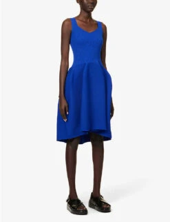 Pottery Flared-hem Recycled-polyester Knitted Midi Dress -Ted Baker Store R04149917 BLUE ALT02