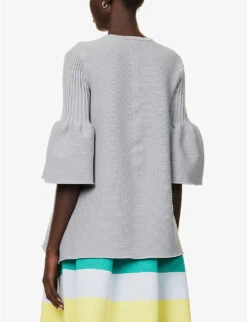 Pottery Flared-sleeves Recycled-polyester Top -Ted Baker Store R04149919 GRAY ALT03