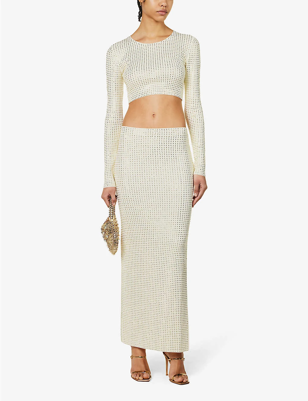 Spara Crystal-embellished Cropped Stretch-woven Top 4 Spara Crystal-embellished Cropped Stretch-woven Top - Image 2