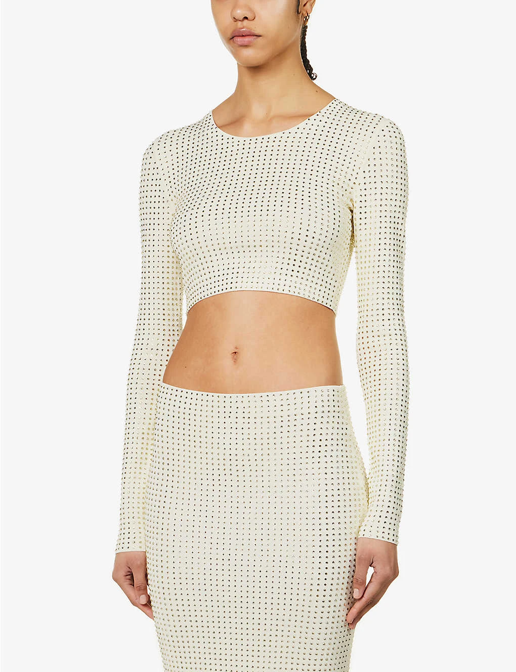 Spara Crystal-embellished Cropped Stretch-woven Top 5 Spara Crystal-embellished Cropped Stretch-woven Top - Image 3