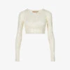 Spara Crystal-embellished Cropped Stretch-woven Top 2 Spara Crystal-embellished Cropped Stretch-woven Top -Ted Baker Store R04150187 OFFWHITE M