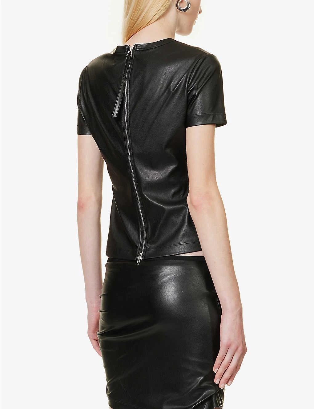 Helmut Lang Darted Round-neck Regular-fit Faux Leather T-shirt 6 Helmut Lang Darted Round-neck Regular-fit Faux Leather T-shirt - Image 4