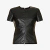 Helmut Lang Darted Round-neck Regular-fit Faux Leather T-shirt -Ted Baker Store R04150630 BLACK M