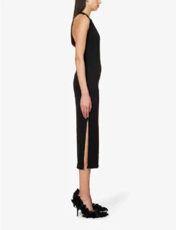 Helmut Lang Twisted-back Split-hem Woven Maxi Dress -Ted Baker Store R04150645 BLACK ALT01