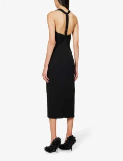 Helmut Lang Twisted-back Split-hem Woven Maxi Dress -Ted Baker Store R04150645 BLACK ALT03