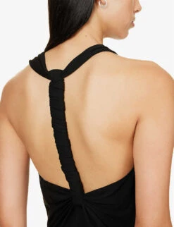 Helmut Lang Twisted-back Split-hem Woven Maxi Dress -Ted Baker Store R04150645 BLACK ALT04