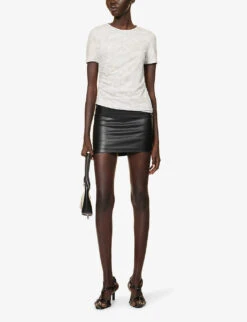 Helmut Lang Ruched Abstract-print Stretch-woven T-shirt -Ted Baker Store R04150647 WATERPRINT ALT01