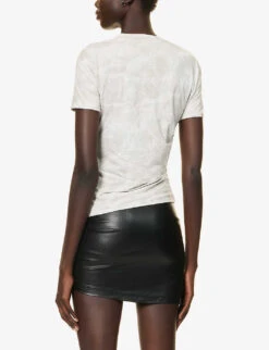 Helmut Lang Ruched Abstract-print Stretch-woven T-shirt -Ted Baker Store R04150647 WATERPRINT ALT03