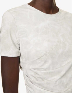 Helmut Lang Ruched Abstract-print Stretch-woven T-shirt -Ted Baker Store R04150647 WATERPRINT ALT04