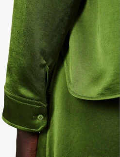Weekend Max Mara Carioca Collar Button-cuff Satin Shirt -Ted Baker Store R04151186 GREEN ALT05