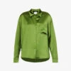 Weekend Max Mara Carioca Collar Button-cuff Satin Shirt -Ted Baker Store R04151186 GREEN M