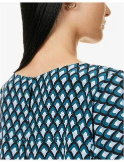 Weekend Max Mara Adone Geometric-print Silk Top -Ted Baker Store R04151204 OIL ALT04