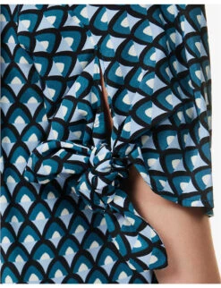 Weekend Max Mara Adone Geometric-print Silk Top -Ted Baker Store R04151204 OIL ALT05