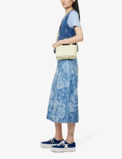 Weekend Max Mara Fonte Floral-pattern Denim Midi Skirt -Ted Baker Store R04151214 BLUEJEANS ALT01