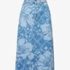 Weekend Max Mara Fonte Floral-pattern Denim Midi Skirt -Ted Baker Store R04151214 BLUEJEANS M