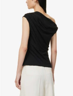 Weekend Max Mara Ceylon Asymmetric-neckline Stretch-woven Top -Ted Baker Store R04151225 BLACK ALT03