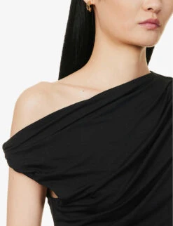 Weekend Max Mara Ceylon Asymmetric-neckline Stretch-woven Top -Ted Baker Store R04151225 BLACK ALT04