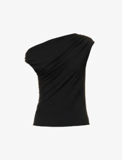Weekend Max Mara Ceylon Asymmetric-neckline Stretch-woven Top