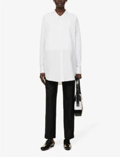 Smoking Pleated-panel Relaxed-fit Cotton Shirt -Ted Baker Store R04151424 WHITE ALT01