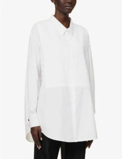 Smoking Pleated-panel Relaxed-fit Cotton Shirt -Ted Baker Store R04151424 WHITE ALT02